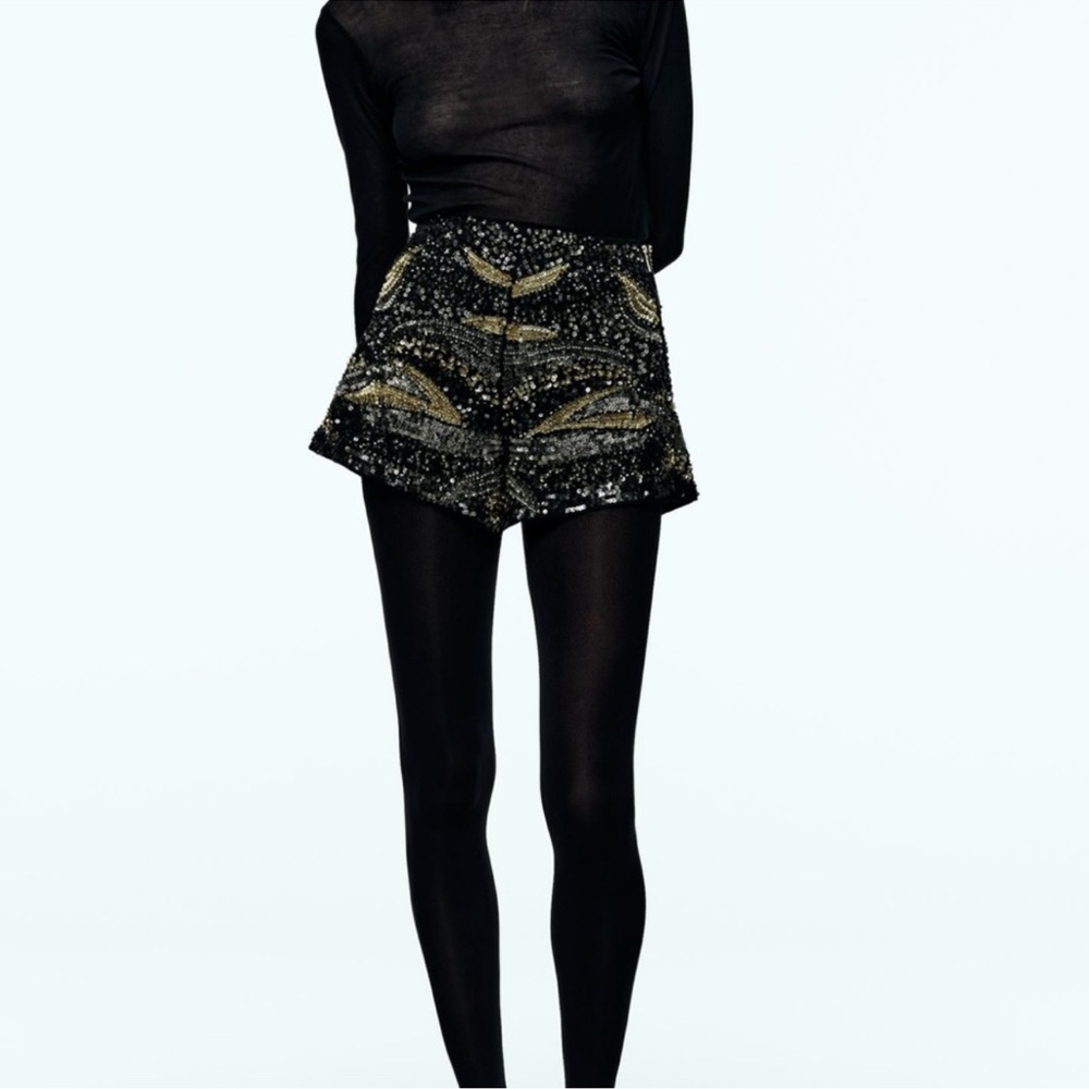 NWT ZARA SEQUIN SHORTS - Picture 6 of 16